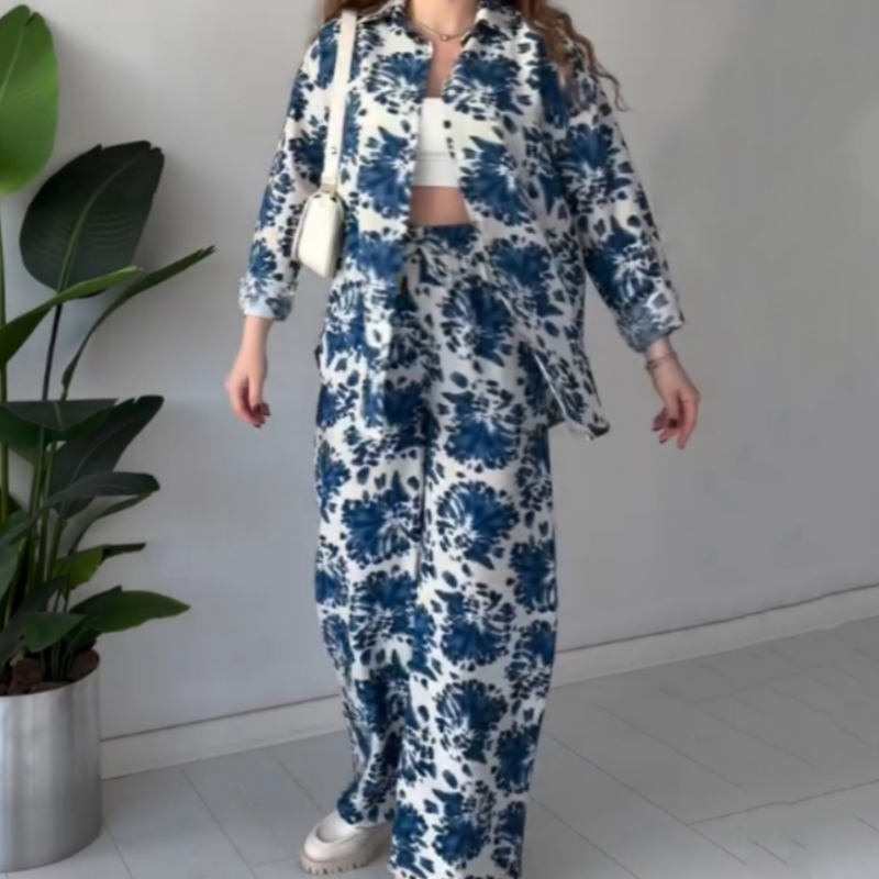 🌸Spring Specials🌸 Printed Set Lapel Shirt & Wide Leg Pants