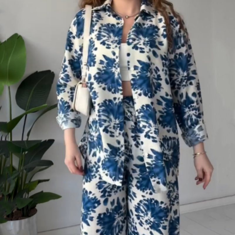 🌸Spring Specials🌸 Printed Set Lapel Shirt & Wide Leg Pants