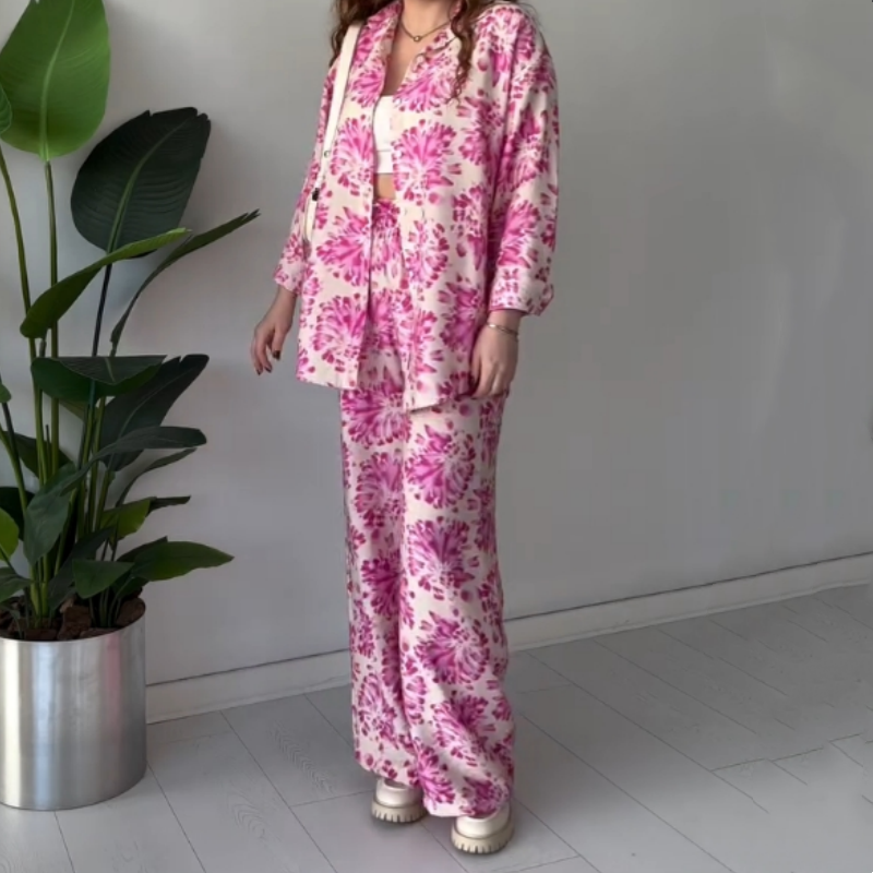 🌸Spring Specials🌸 Printed Set Lapel Shirt & Wide Leg Pants