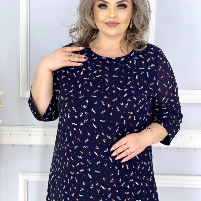 🌸Spring Specials🌸 Blue Round Neck Printed Loose Dress