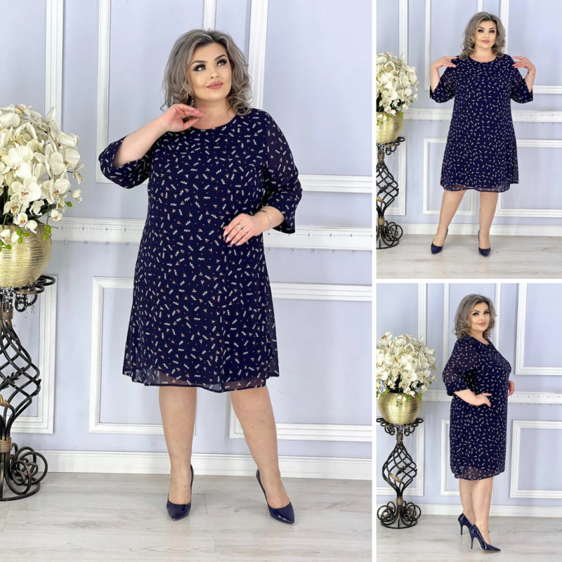 🌸Spring Specials🌸 Blue Round Neck Printed Loose Dress