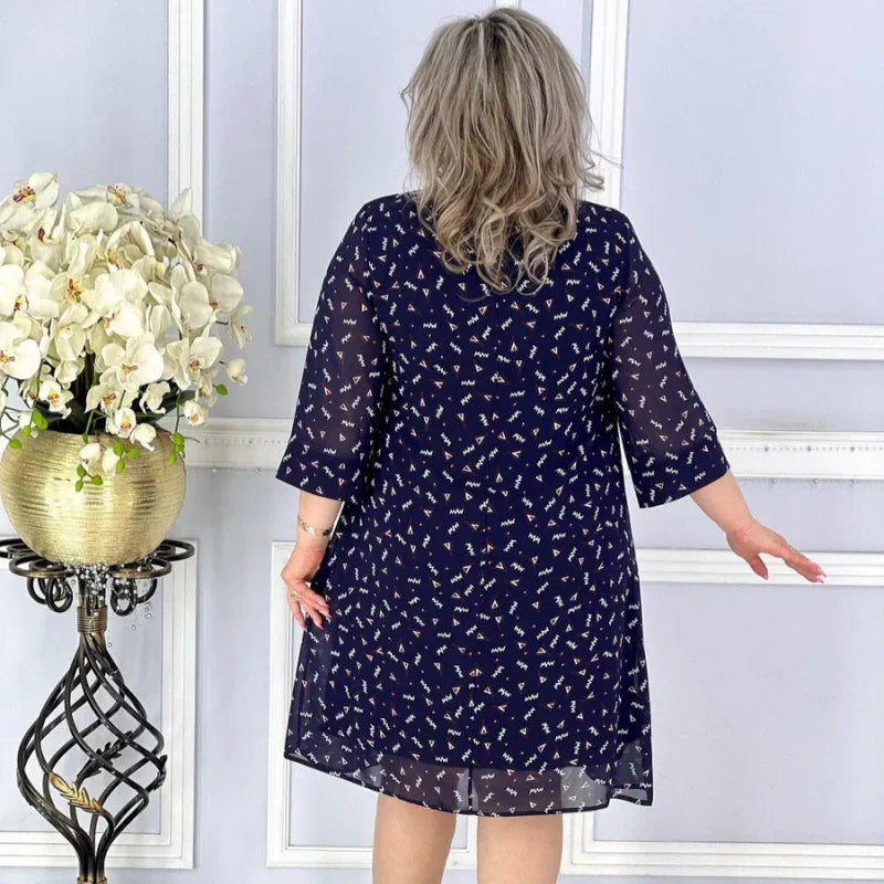 🌸Spring Specials🌸 Blue Round Neck Printed Loose Dress