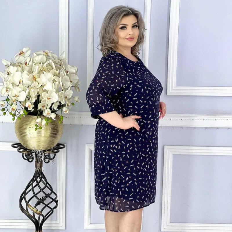 🌸Spring Specials🌸 Blue Round Neck Printed Loose Dress