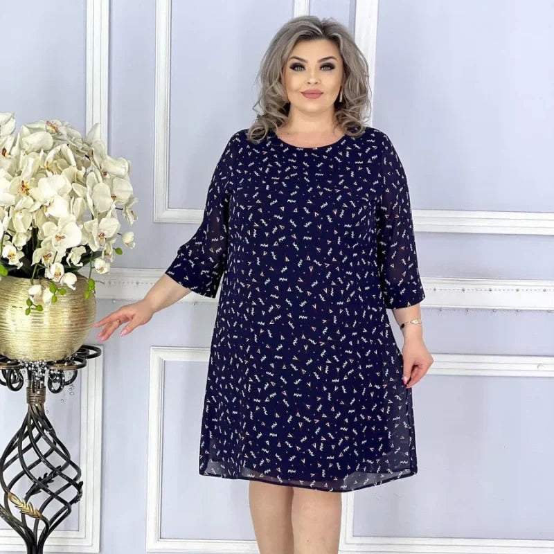 🌸Spring Specials🌸 Blue Round Neck Printed Loose Dress