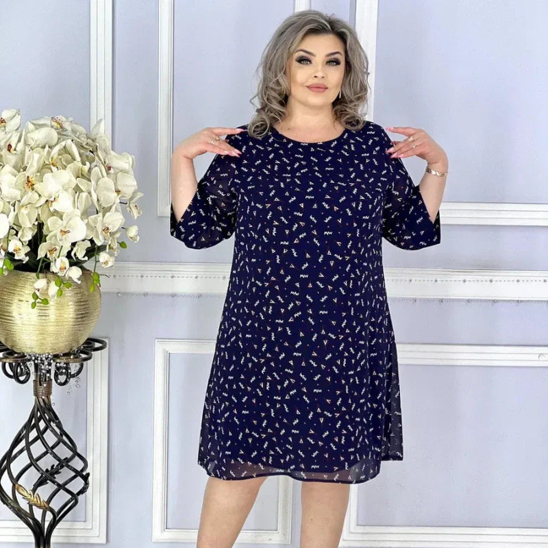 🌸Spring Specials🌸 Blue Round Neck Printed Loose Dress