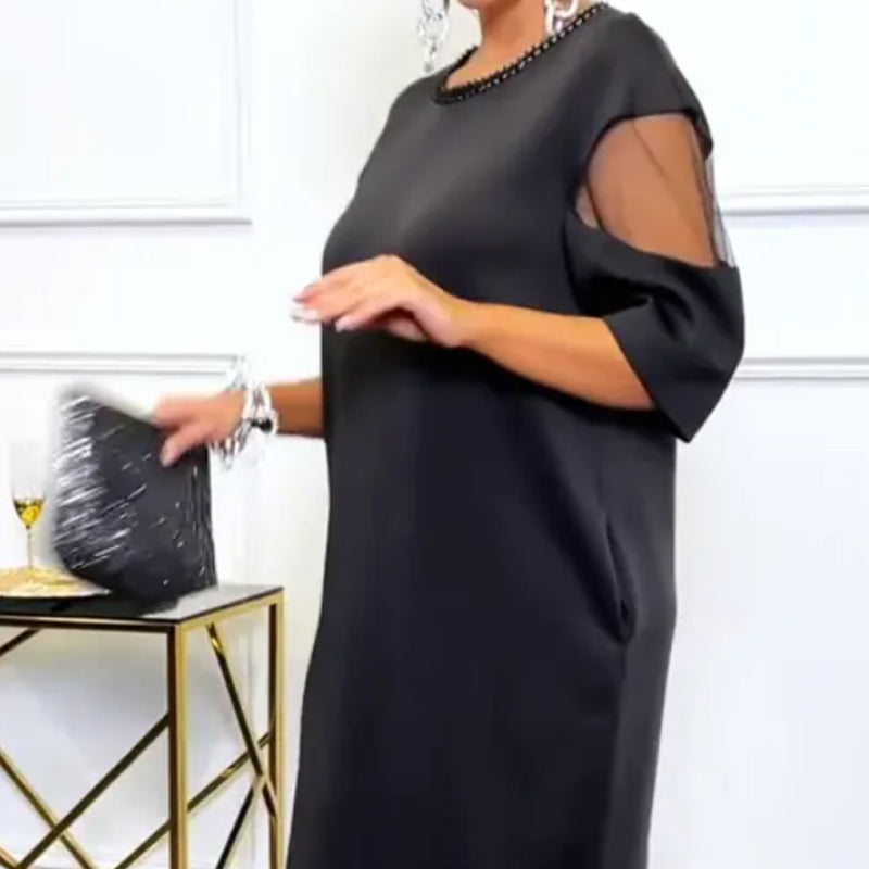 🌸Spring Specials🌸 Elegant Round Neck Semi-Sheer Sleeve Dress