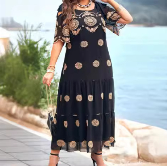 🌸Spring Specials🌸 Short Sleeve Loose Printed Long Skirt