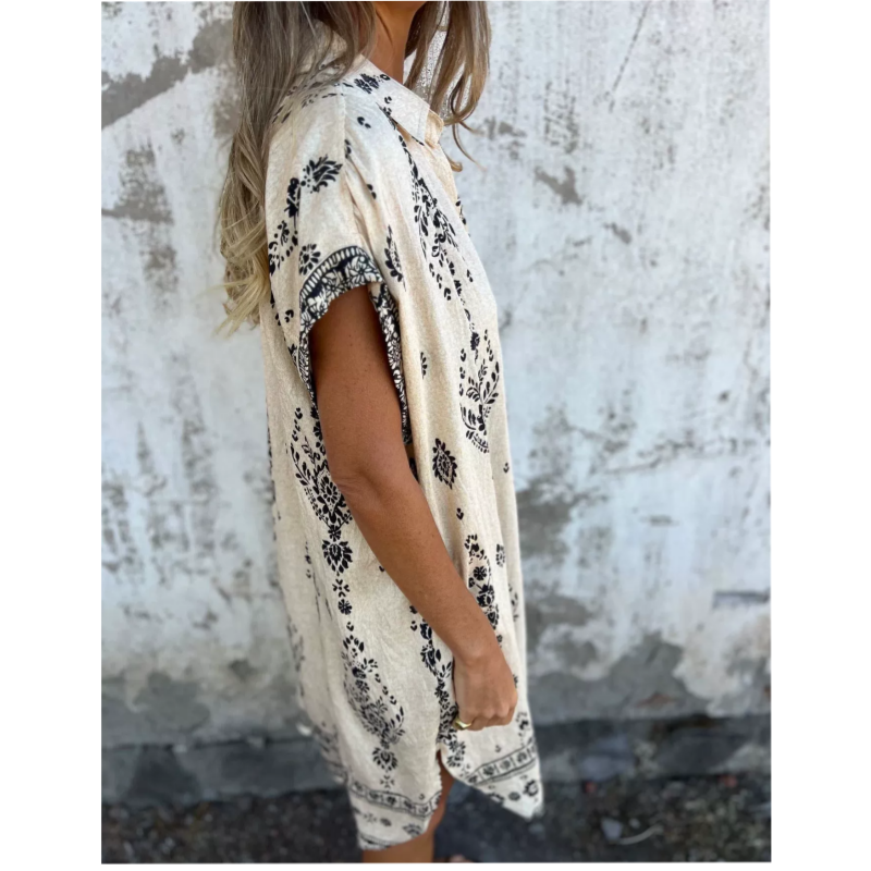🌸Spring Specials💐 Loose-Fit Printed Short Sleeve Dress with Pockets