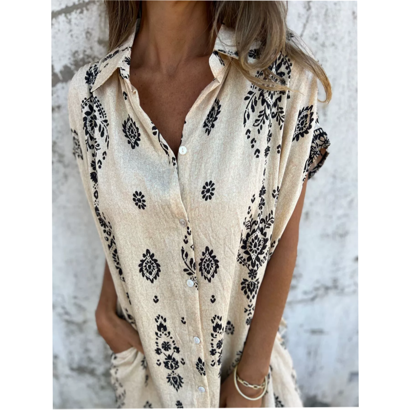 🌸Spring Specials💐 Loose-Fit Printed Short Sleeve Dress with Pockets