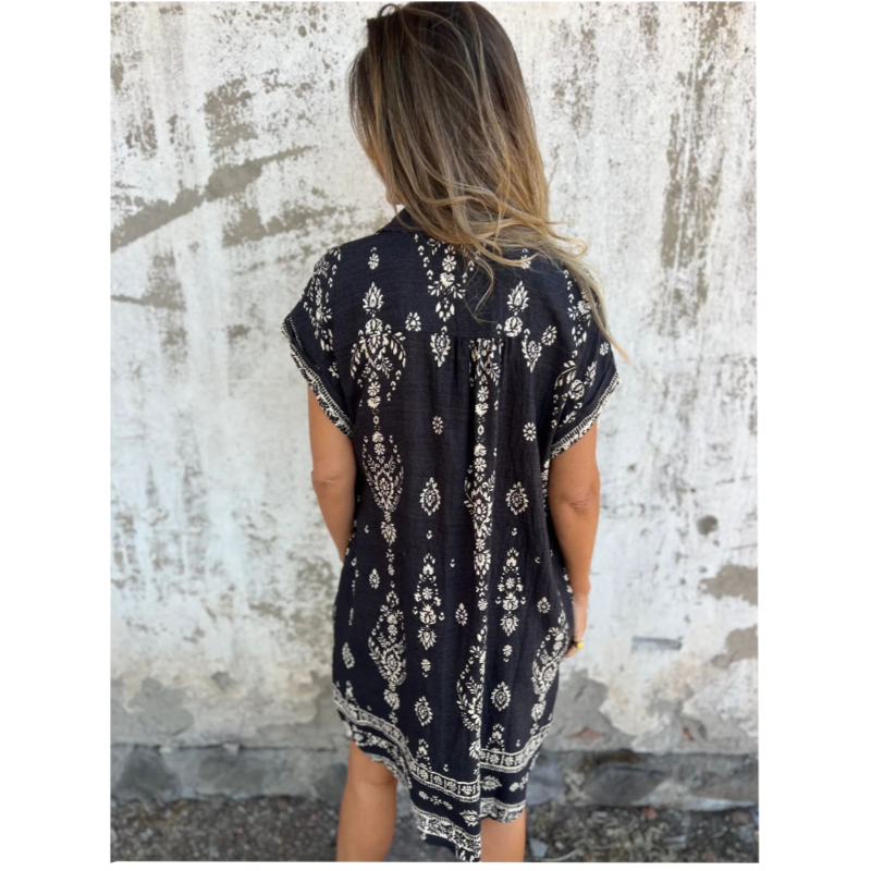 🌸Spring Specials💐 Loose-Fit Printed Short Sleeve Dress with Pockets