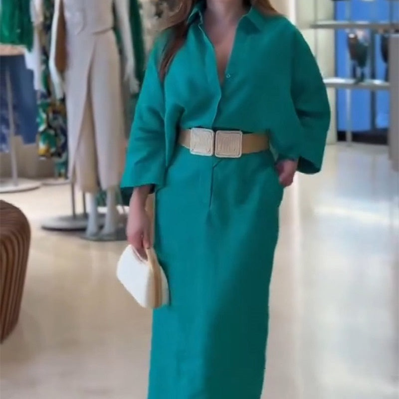 🌸Spring Specials🌸 Women’s 2-Piece Oversized Shirt & Midi Skirt Set with Belt