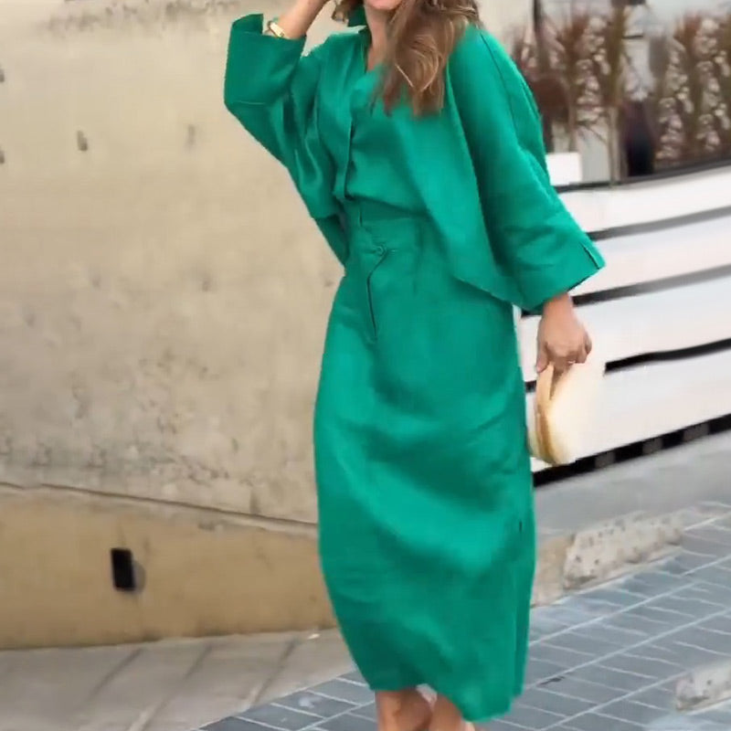 🌸Spring Specials🌸 Women’s 2-Piece Oversized Shirt & Midi Skirt Set with Belt