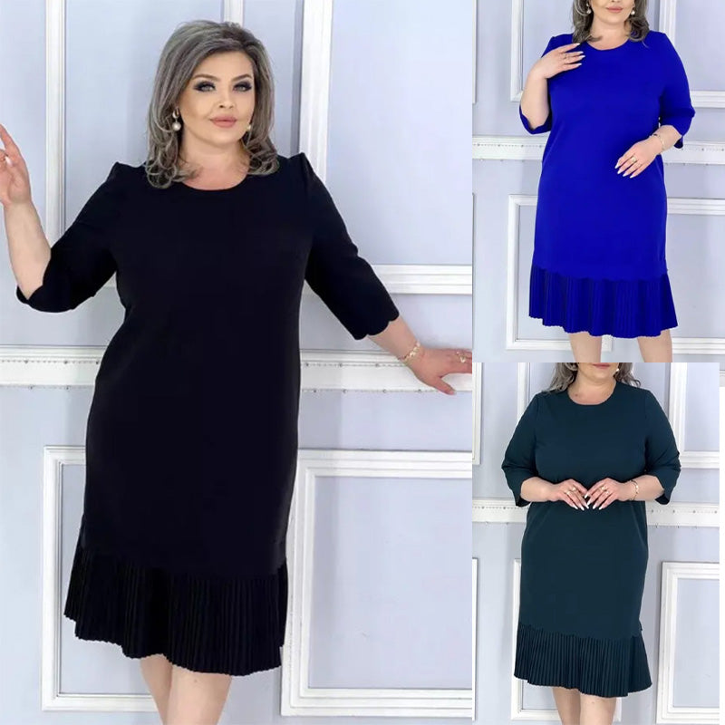 🌸Spring Specials💐 Elegant Round Neck Hem Pleated Dress