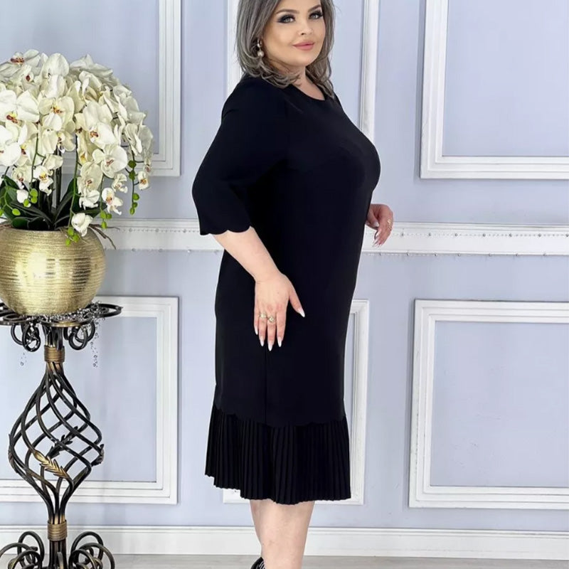 🌸Spring Specials💐 Elegant Round Neck Hem Pleated Dress