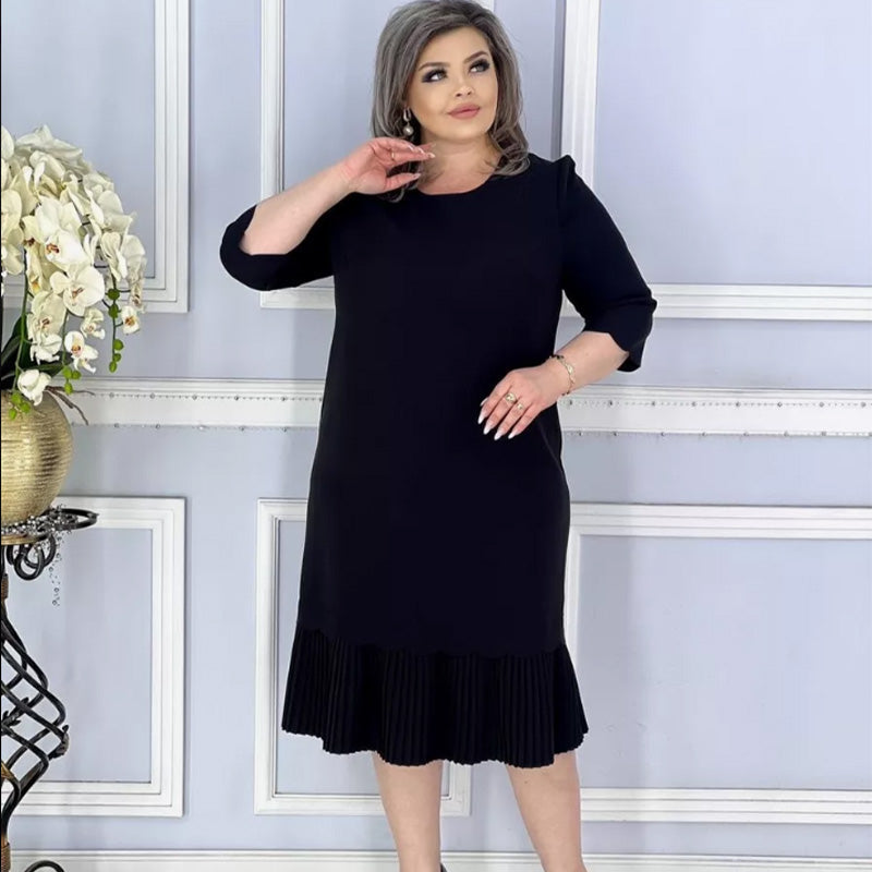 🌸Spring Specials💐 Elegant Round Neck Hem Pleated Dress