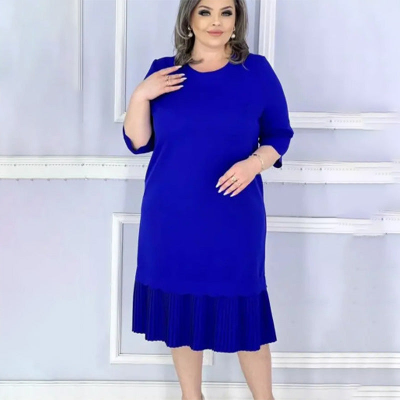 🌸Spring Specials💐 Elegant Round Neck Hem Pleated Dress