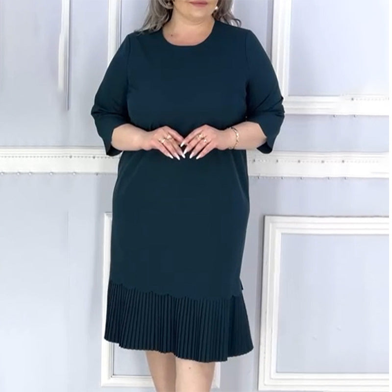 🌸Spring Specials💐 Elegant Round Neck Hem Pleated Dress
