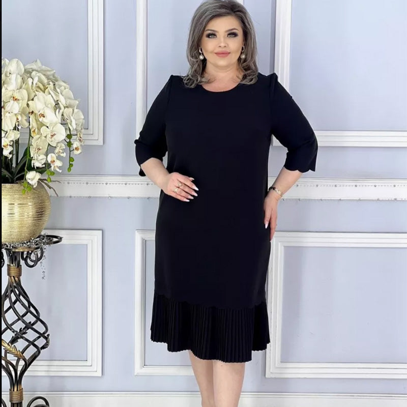 🌸Spring Specials💐 Elegant Round Neck Hem Pleated Dress