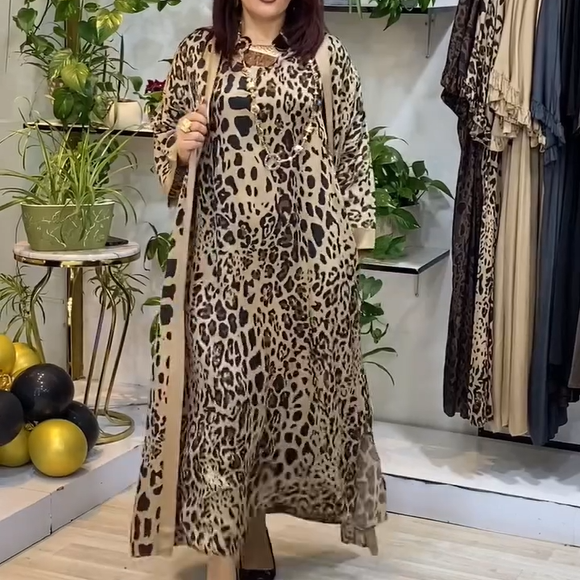 🌸Spring Specials🌸 Leopard Print Dress & Cardigan (2-Piece Set)