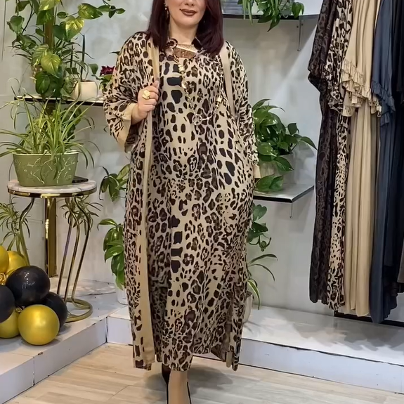 🌸Spring Specials🌸 Leopard Print Dress & Cardigan (2-Piece Set)