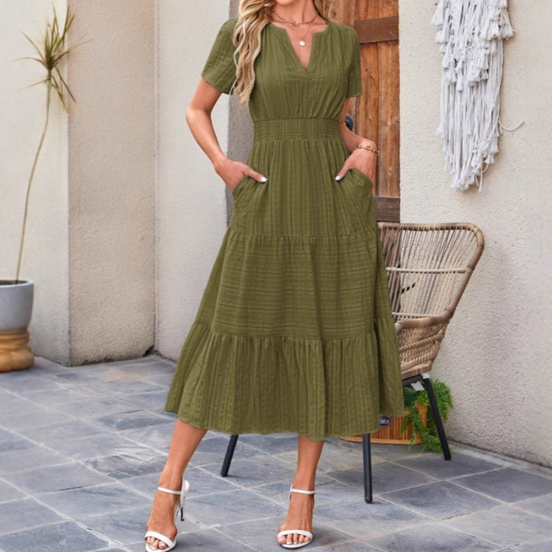 🌸Spring Specials💐 Women's Casual Summer Short-Sleeve V-Neck Long Dresses