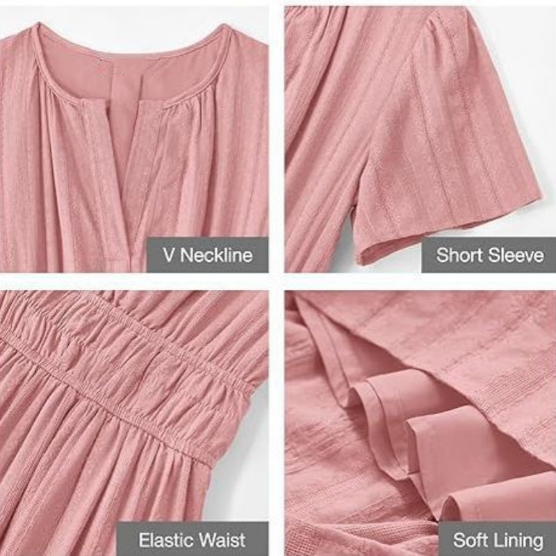 🌸Spring Specials💐 Women's Casual Summer Short-Sleeve V-Neck Long Dresses