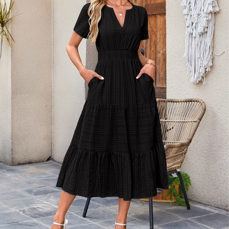 🌸Spring Specials💐 Women's Casual Summer Short-Sleeve V-Neck Long Dresses
