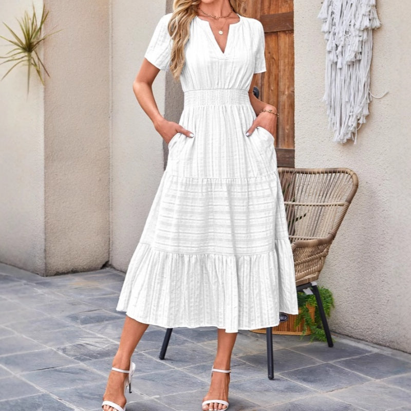 🌸Spring Specials💐 Women's Casual Summer Short-Sleeve V-Neck Long Dresses