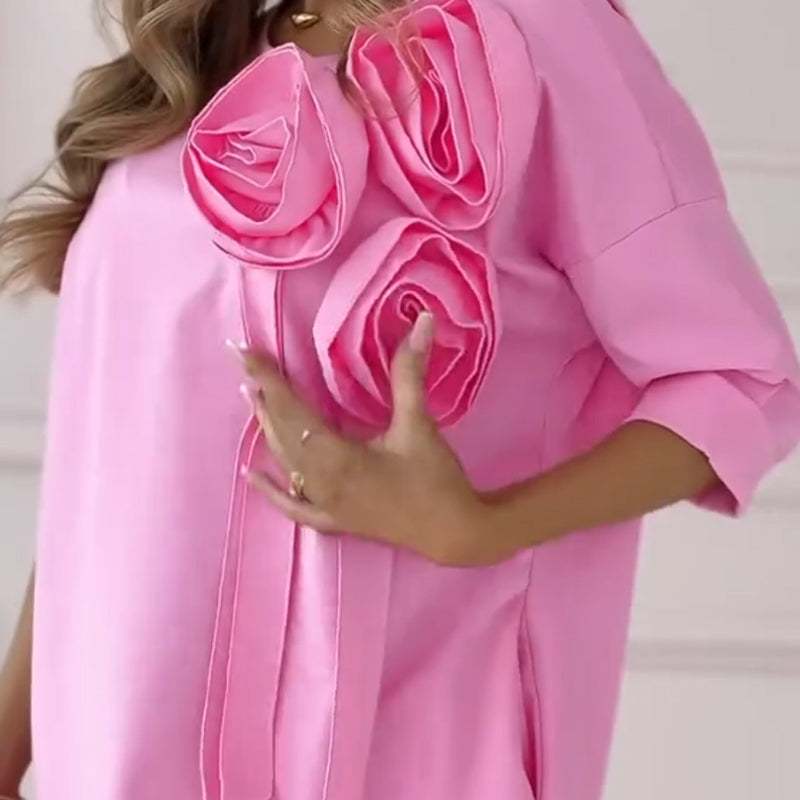 🌸Spring Specials🌸 Women's Solid Color Round Neck Midi Dress