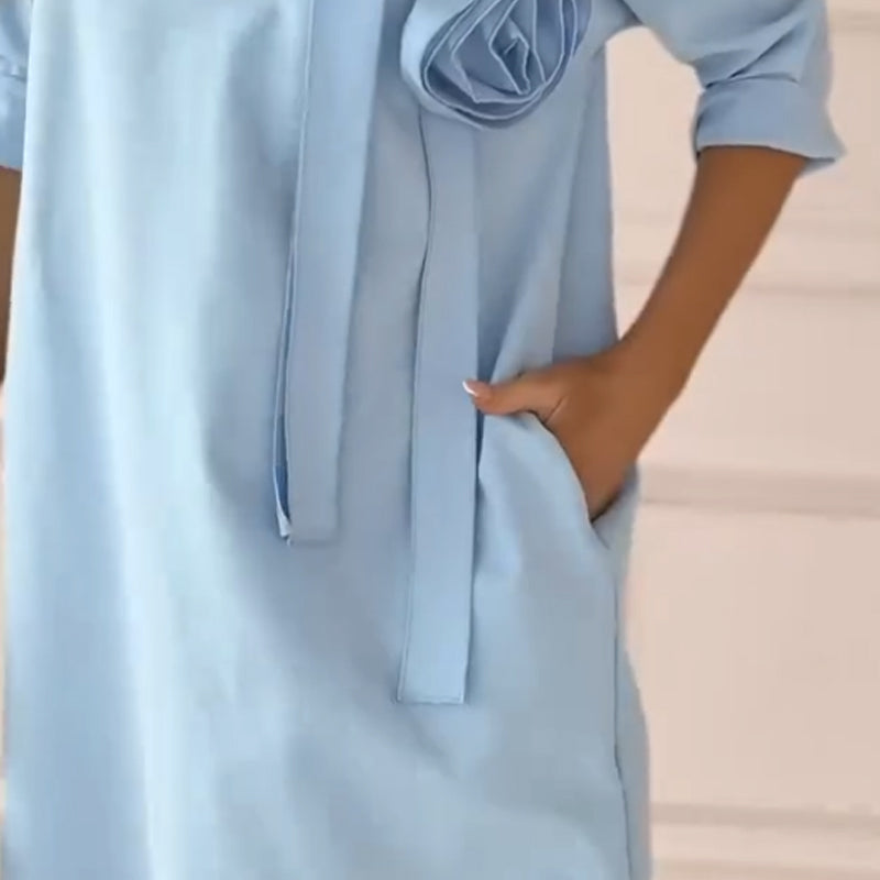 🌸Spring Specials🌸 Women's Solid Color Round Neck Midi Dress