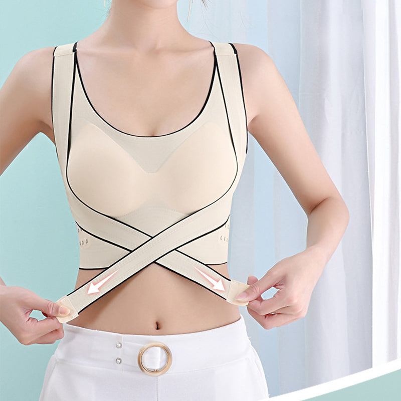🌸Spring Specials💐 2PCS Front Buckle Wire-Free Cross Backless Sports Bra