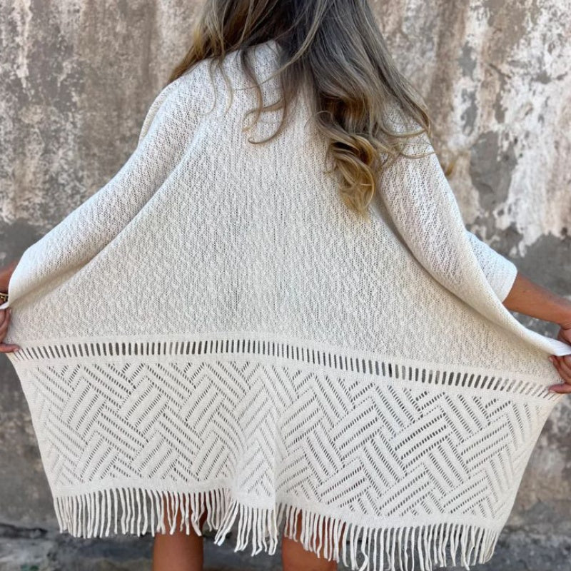 🌸Spring Specials💐 Elegant Solid Color Soft Cutout Tassel Shawl