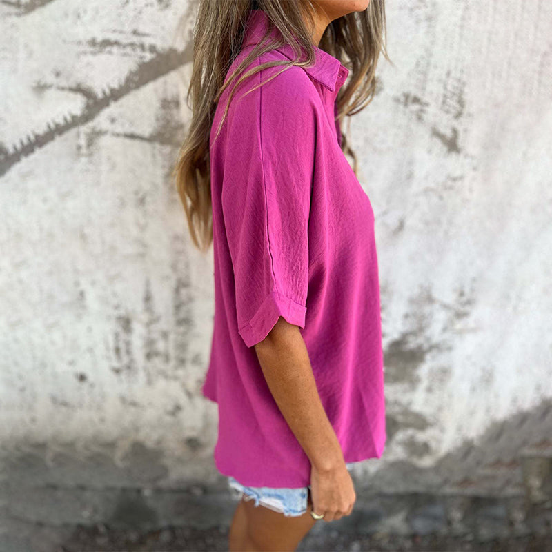 🌸Spring Specials💐 Women's Casual Solid Color Loose Fit Shirt