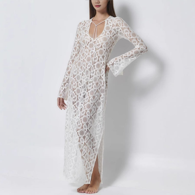 🌸Spring Specials💐 Elegant U-Neck Floral Lace Sheer Midi Dress