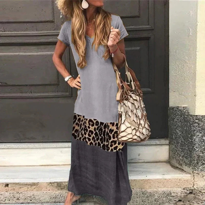 💕New Specials💕Women’s Color Block Short Sleeve Long Dress