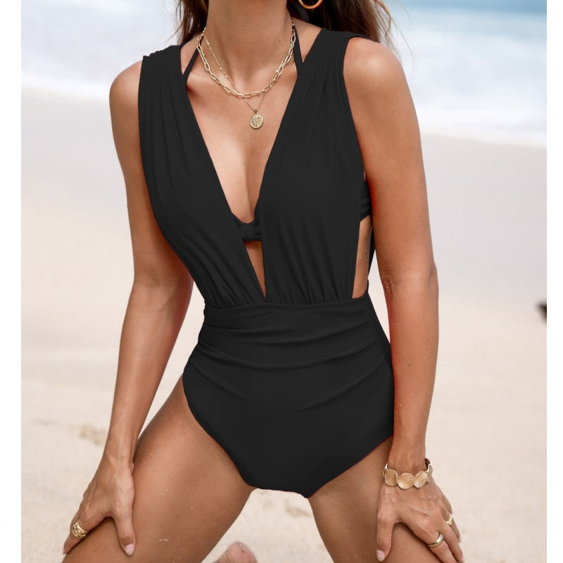 🌸Spring Specials💐 Women's Tie Solid Color Swimsuit 2-PCS Set