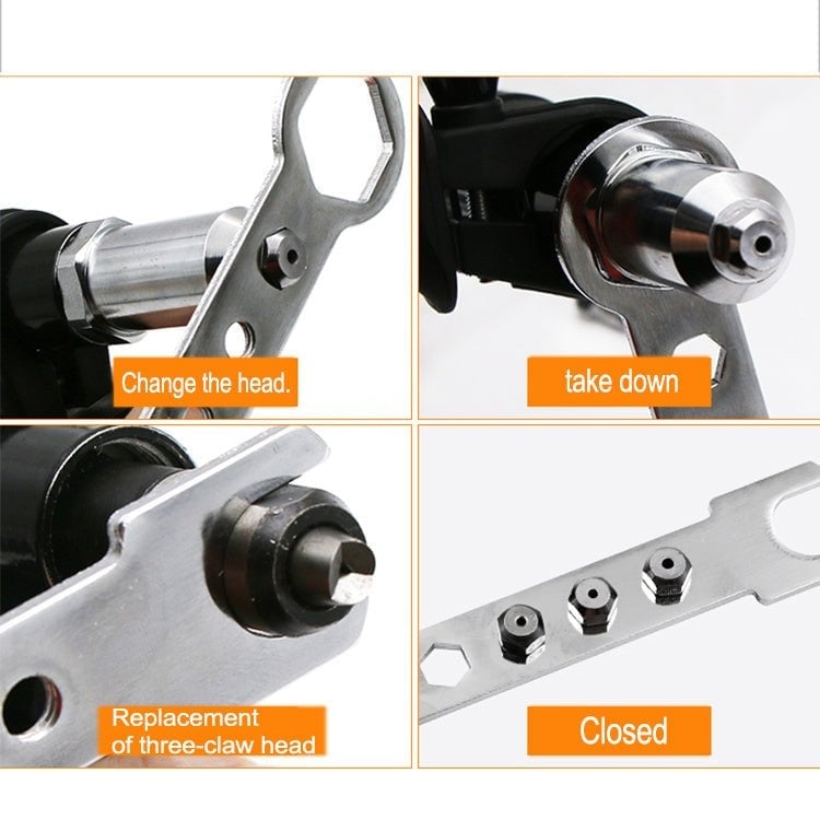 💯 Professional Rivet Gun Adapter Kit with 4Pcs Different Matching Nozzle Bolts