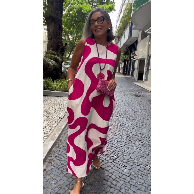 🌸Spring Specials💐 Round Neck Printed Sleeveless Casual Fashion Dresses