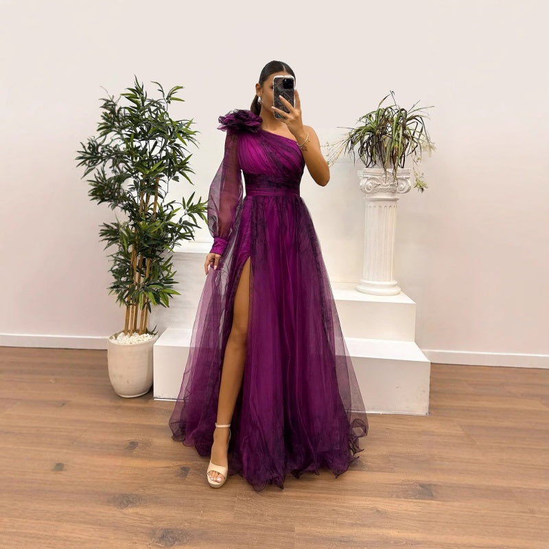 🌸Spring Specials💐 Women's Fashion Slant Shoulder Mesh Printed Dresses