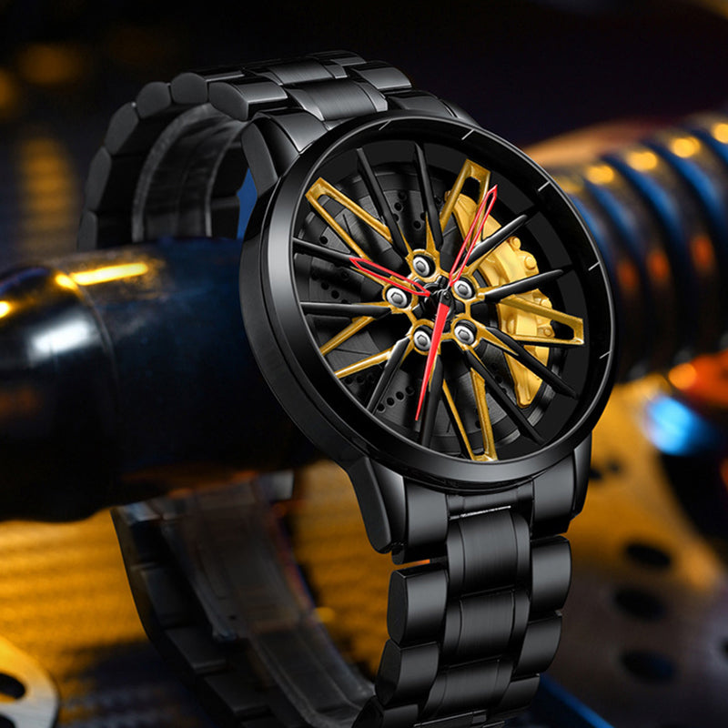 ⏳Time-limited Special⌛Men's 3D Rotating Skeleton Car Wheel Wrist Watch