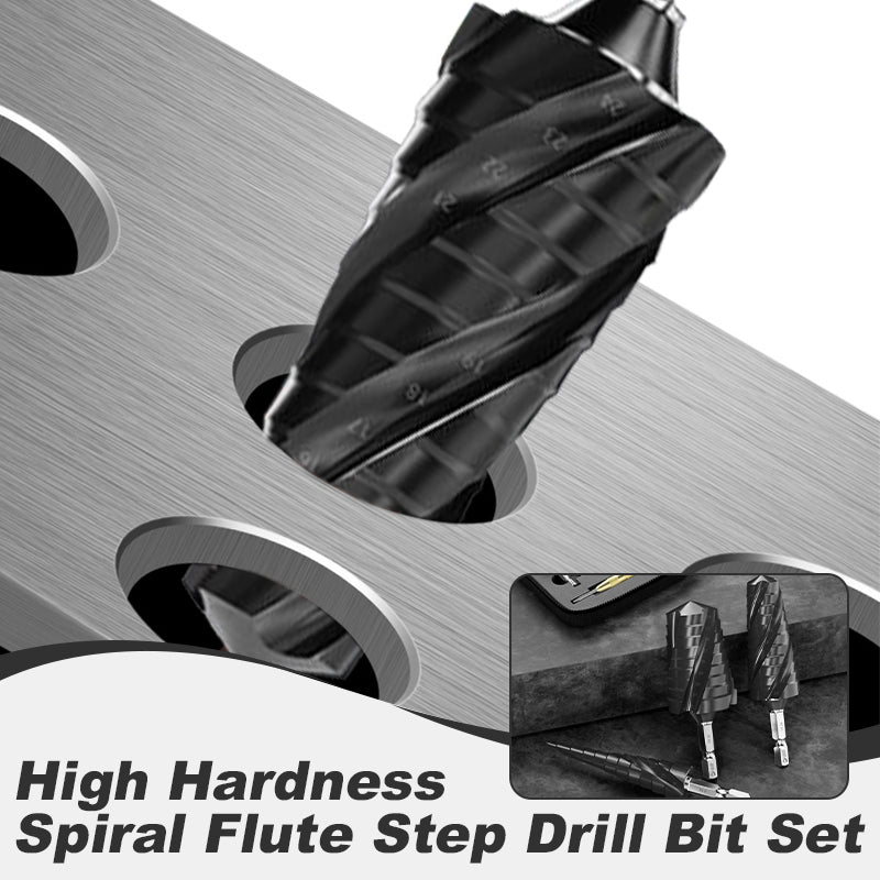 ⏳Time-limited Special⌛High Hardness Spiral Flute Step Drill Bit Set (5pcs set)