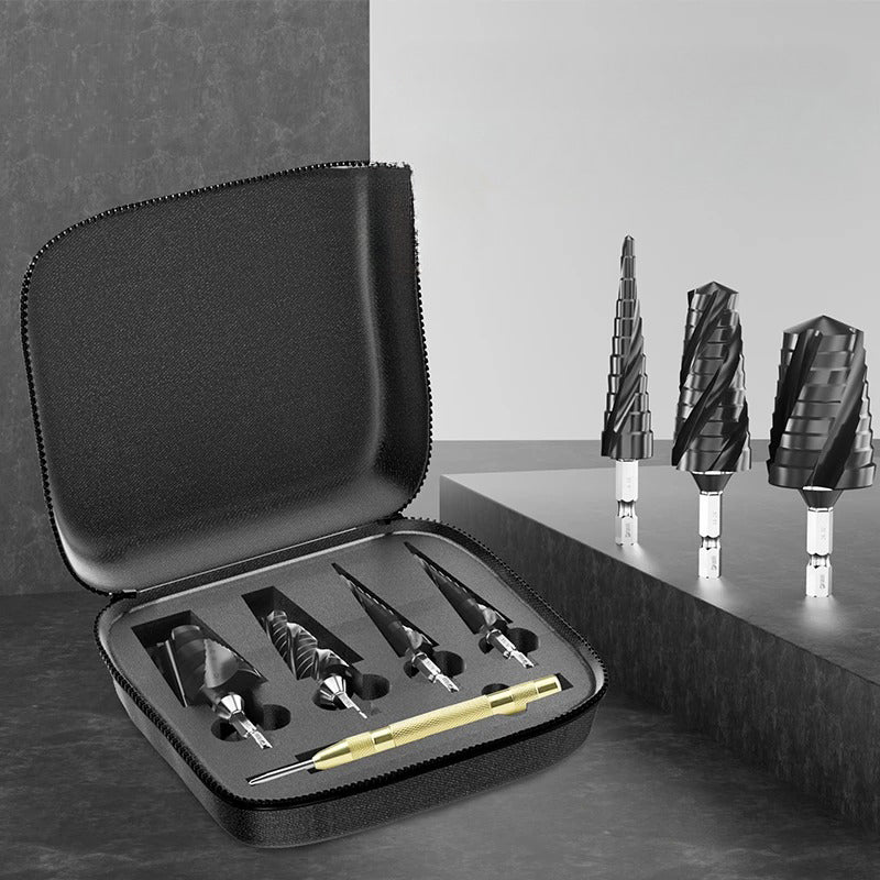 ⏳Time-limited Special⌛High Hardness Spiral Flute Step Drill Bit Set (5pcs set)