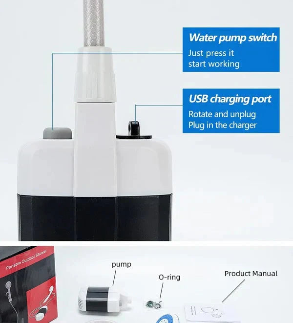🚿Portable Camping Shower with Adjustable Flow – For Easy & Convenient Outdoor Cleaning!✨