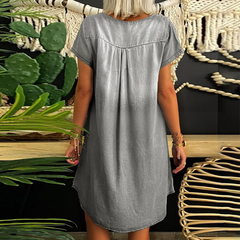 ⏳Time-limited Special⏰Women's Denim V-Neck Short Sleeve Dress
