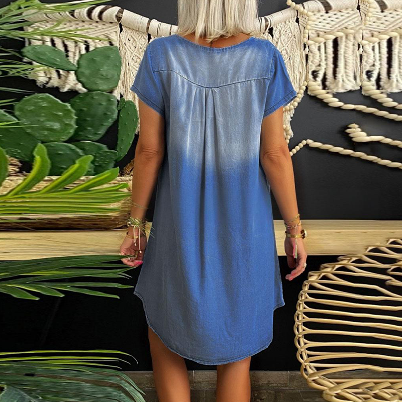 ⏳Time-limited Special⏰Women's Denim V-Neck Short Sleeve Dress