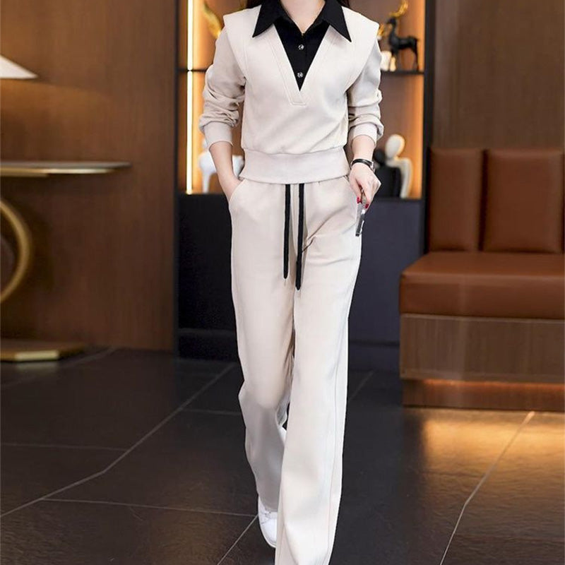 ⏳Time-limited Special🦋Women's Shirt Collar Top Drawstring Bottom Set