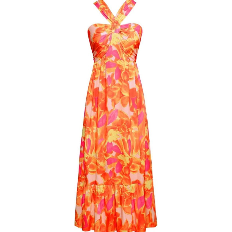 ⏳Time-limited Special⏰Cross Halter Sleeveless Floral Printed Dress💃