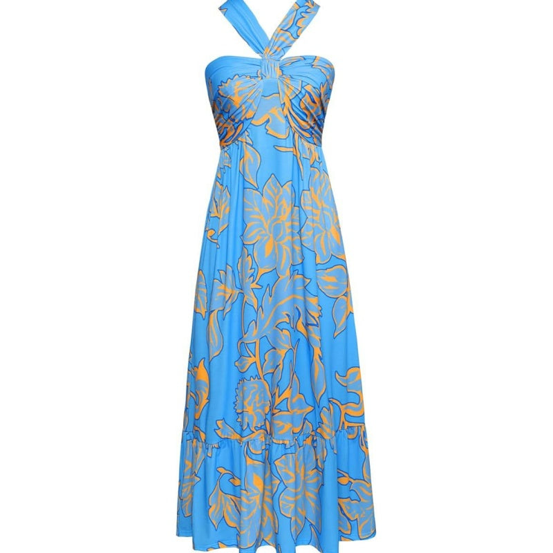 ⏳Time-limited Special⏰Cross Halter Sleeveless Floral Printed Dress💃