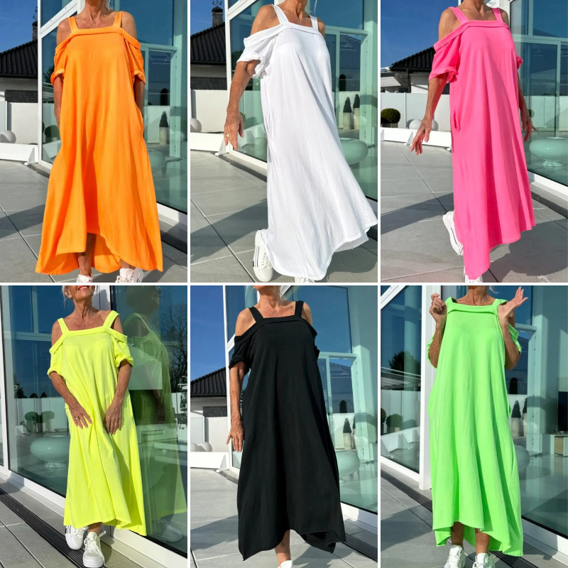 🏖️Summer Specials🌴Women's Cold Shoulder Casual Maxi Dress