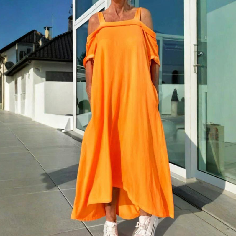 🏖️Summer Specials🌴Women's Cold Shoulder Casual Maxi Dress